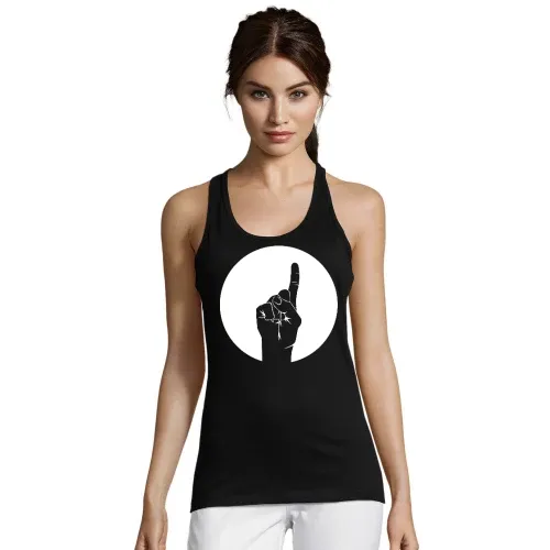 erhobener Zeigefinger im Kreis Frauen T-Shirt
