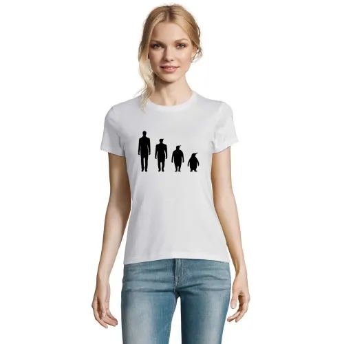 Evolution Pinguin T-Shirt Frauen Imperial