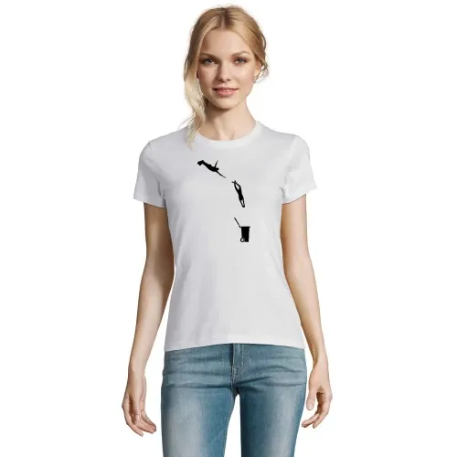 Evolution Sprung in die Tonne Frauen T-Shirt