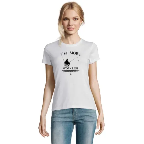 Fische Mehr Arbeite Weniger Angler Spruch T-Shirt
