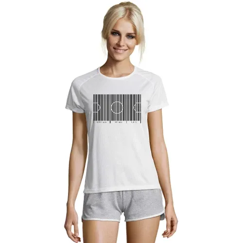 Fußballfeld als Strichcode 90 min Frauen T-Shirt
