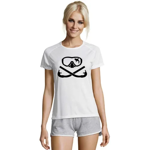 Hai in Taucherbrille mit gekreuzten Schnorchel Frauen T-Shirt