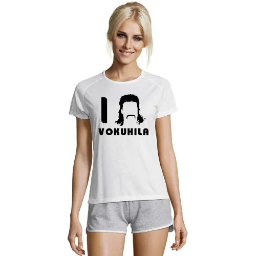 I Love Vokuhila Frisur mit Schnautzbart Frauen T-Shirt