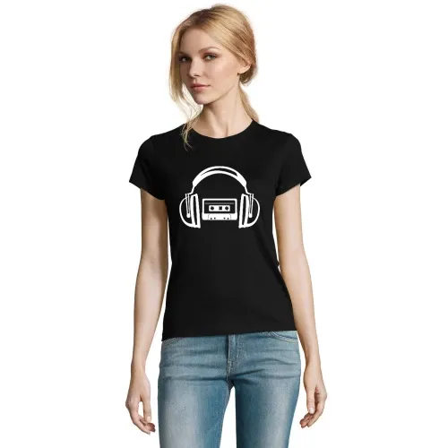 Kassette hört Kopfhörer T-Shirt Frauen Imperial