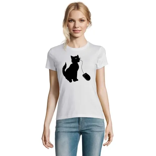 Katze isst PC Maus Frauen T-Shirt