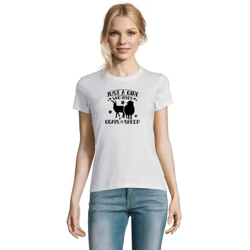 Mädchen mag Ziegen und Schafe Landwirt Bauernhof Frauen T-Shirt
