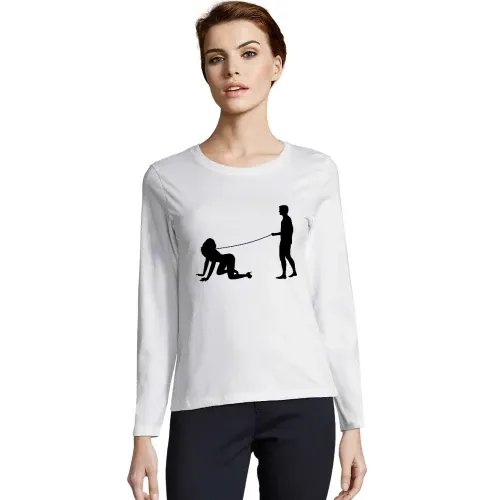 Mann geht mit Frau gassi Frauen T-Shirt