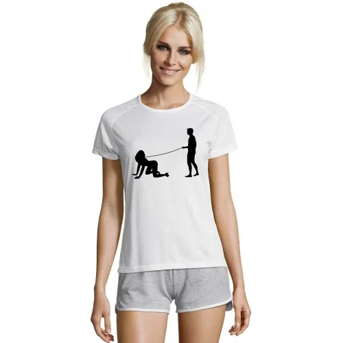 Mann geht mit Frau gassi Frauen T-Shirt