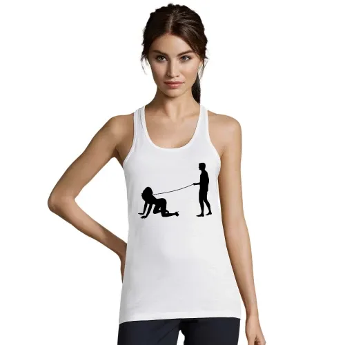 Mann geht mit Frau gassi Frauen T-Shirt