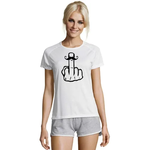 Moustache Mittelfinger Frauen T-Shirt