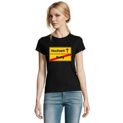 Ortsausgangsschild Hochzeit Party T-Shirt