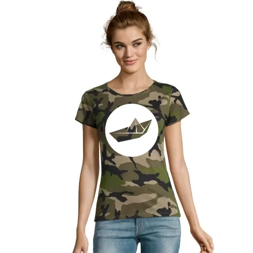 Papierschiff Origami T-Shirt Frauen Camo