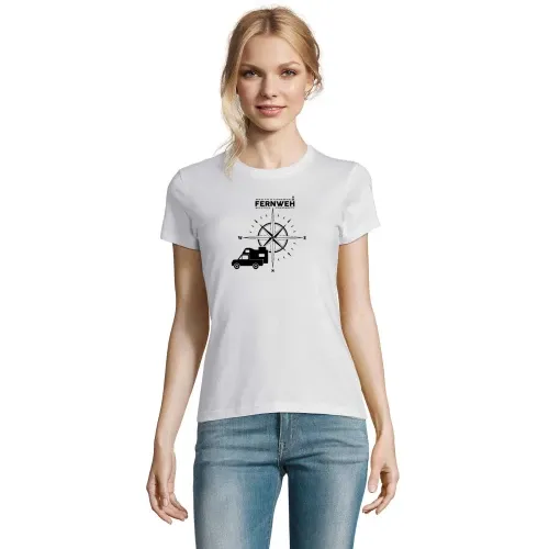 Pickup mit Wohnkabine Absetzkabine Fernweh Frauen T-Shirt