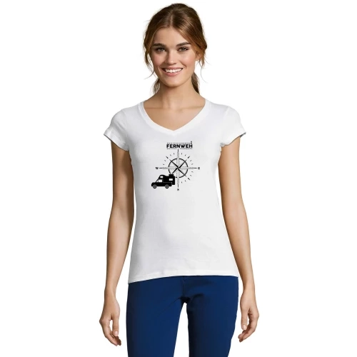 Pickup mit Wohnkabine Absetzkabine Fernweh Frauen T-Shirt