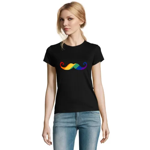 Regenbogen Moustache T-Shirt Frauen Imperial