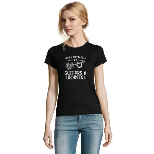 Reiter Pferd Gitaren Ablenkung Pferdekoppel Reiten T-Shirt Frauen Imperial