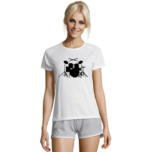 Schlagzeug mit Sticks T-Shirt Frauen Sporty