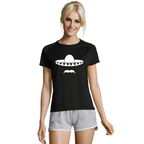 Sombrero mit Bart aus Mexiko T-Shirt Frauen Sporty