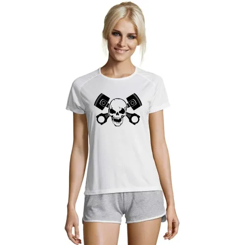 Totenschädel mit Motorkolben T-Shirt Frauen Sporty