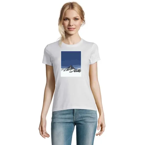 verschneiter Berggipfel T-Shirt Frauen Imperial
