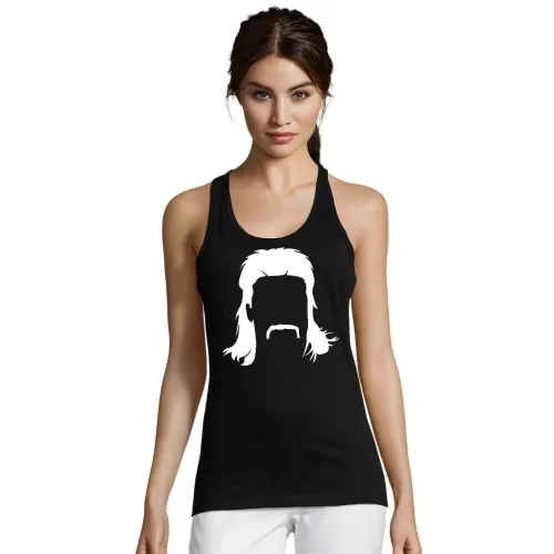 Vokuhila Frisur mit Schnautzbart Frauen T-Shirt