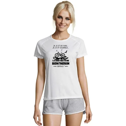 Von Ebike Rentnerin überholt Fahrrad Rente Spruch Frauen T-Shirt