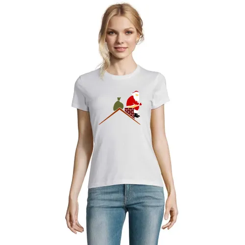 Weihnachtsmann kackt in Schornstein in Farbe T-Shirt Frauen Imperial