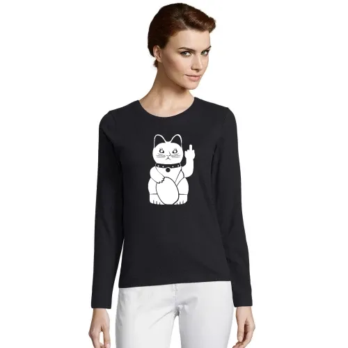 Winkekatze mit Mittelfinger Frauen T-Shirt