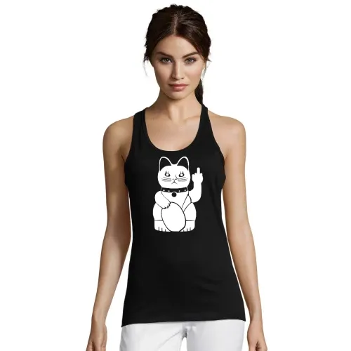 Winkekatze mit Mittelfinger Frauen T-Shirt