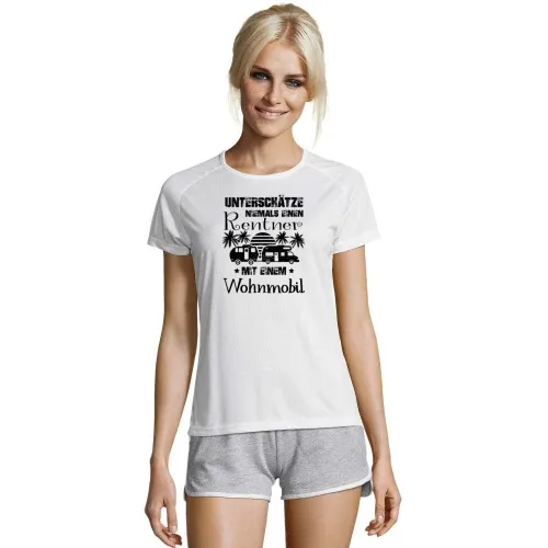 Wohnmobil Opa Rentner Camper Wohnwagen Womo Wowa T-Shirt Frauen Sporty
