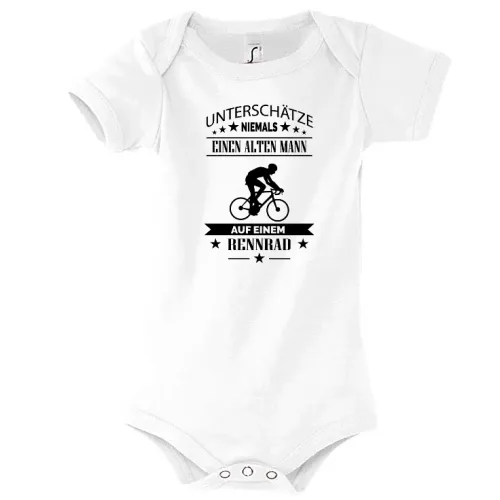 Alter Mann auf einem Rennrad Fahrrad Rente Body Kinder Bambino