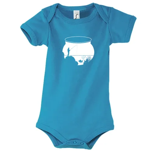 Angler im Goldfisch Glas Angeln Fischer Geschenk Body Kinder Bambino