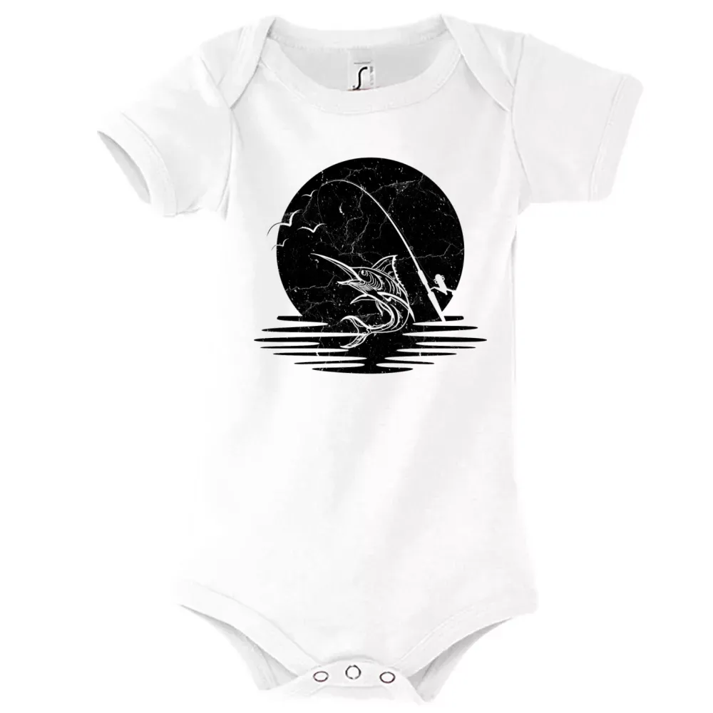 Strampler Kinder Body mit Aufdruck 'Angler Vintage Angeln'