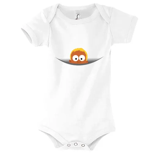 Babykopf aus Kängurubeutel Body