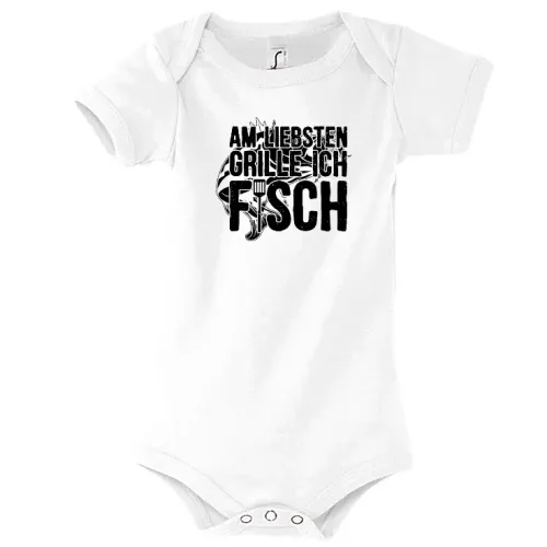 BBQ Spruch Fisch Griller Grillen Angeln Angler Body Kinder Bambino