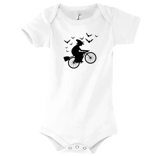 Biker Hexe Halloween Fahrrad mit Besen Radtour Body Kinder Bambino