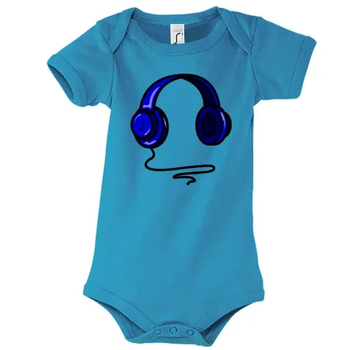 Blaue Comic Kopfhörer Body Kinder Bambino