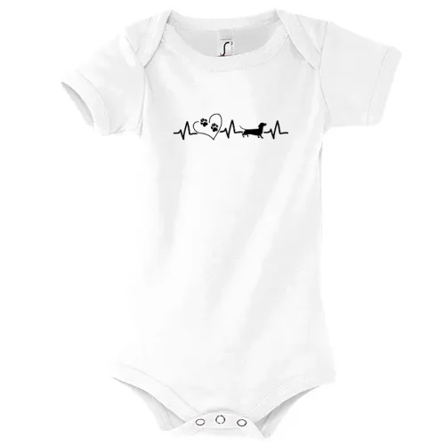 Dackel Herzschlag mit Herz und Pfotenabdruck Body Kinder Bambino
