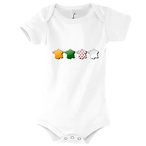 Frankreich in Farben der Tour Trikots Kinder Body Frankreich in Farben der Tour Trikots Body