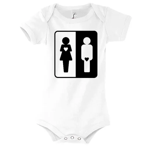 Frau und Mann mit Herz Body Kinder Bambino