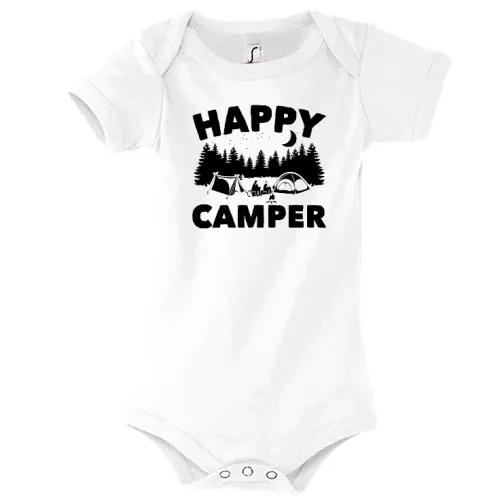 Happy Camper Camping T-Shirt Geschenkidee Body Kinder Bambino