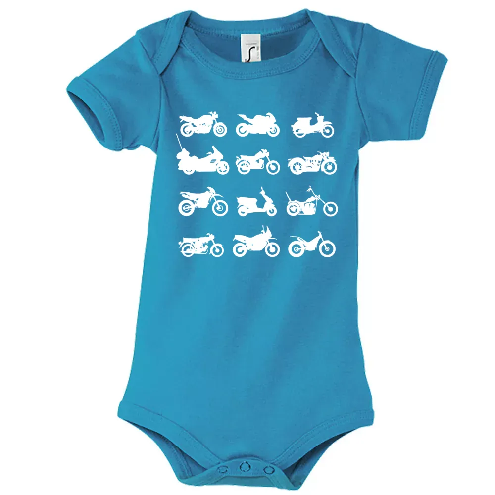 Strampler Kinder Body mit Aufdruck 'Motorräder Typen'