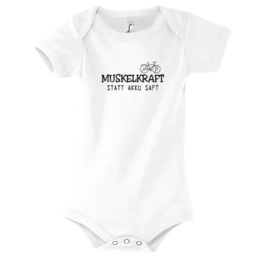 Muskelkraft statt Akku Saft Radfahrer Spruch Body Kinder Bambino