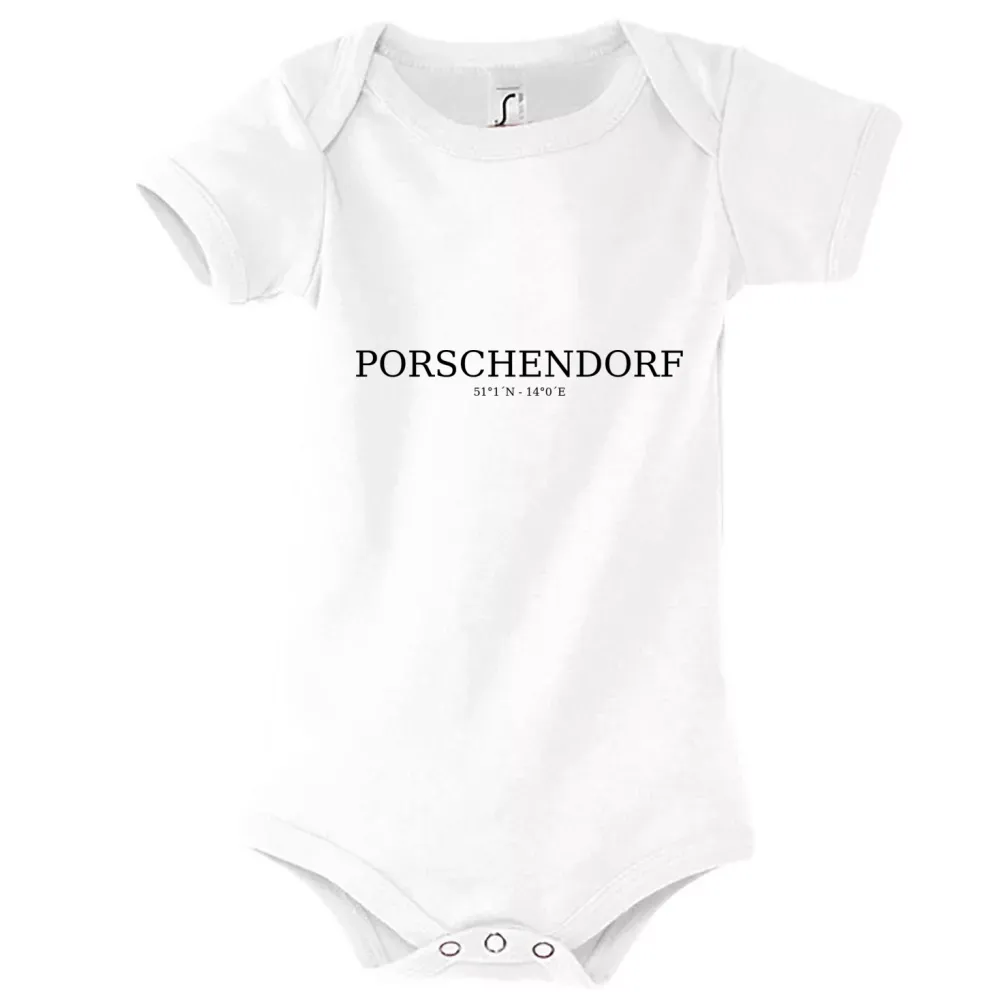 Strampler Kinder Body mit Aufdruck 'Porschendorf Koordinaten'