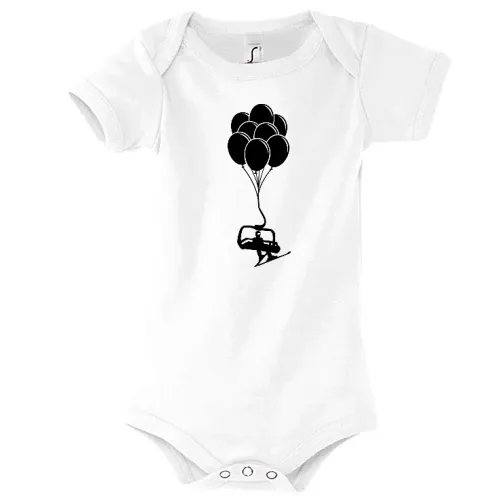 Sessellift mit Skifahrer an Luftballons Kinder Body