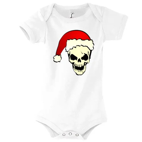 Totenkopf mit Weihnachtsmütze Body Kinder Bambino