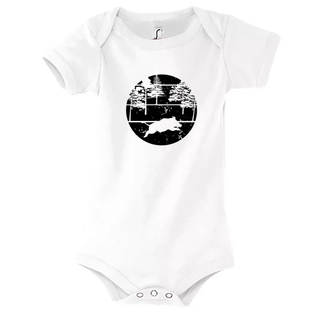 Strampler Kinder Body mit Aufdruck 'Wildschwein Jäger Vintage Jagd'
