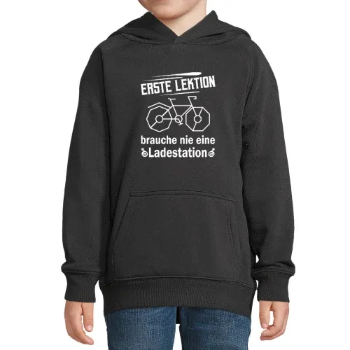1. Lektion Brauche Nie eine Ladestation Anti Ebike Kinder Hoodie