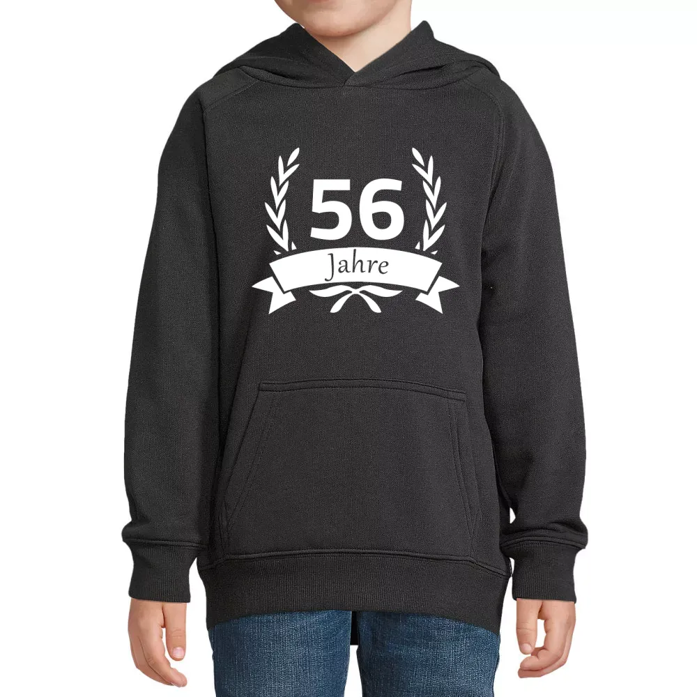  Kinder Hoodie mit Aufdruck '56 Geburtstag im Lorbeerkranz'