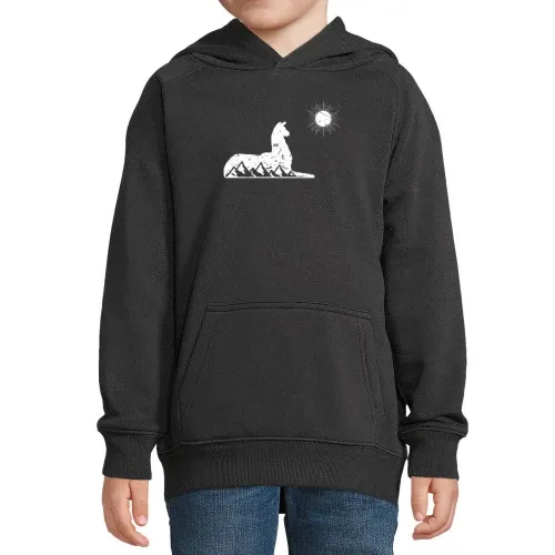 Alpaka Gebirge Lama Symbol Berge Mondschein Statue Hoodie Kinder Stellar
